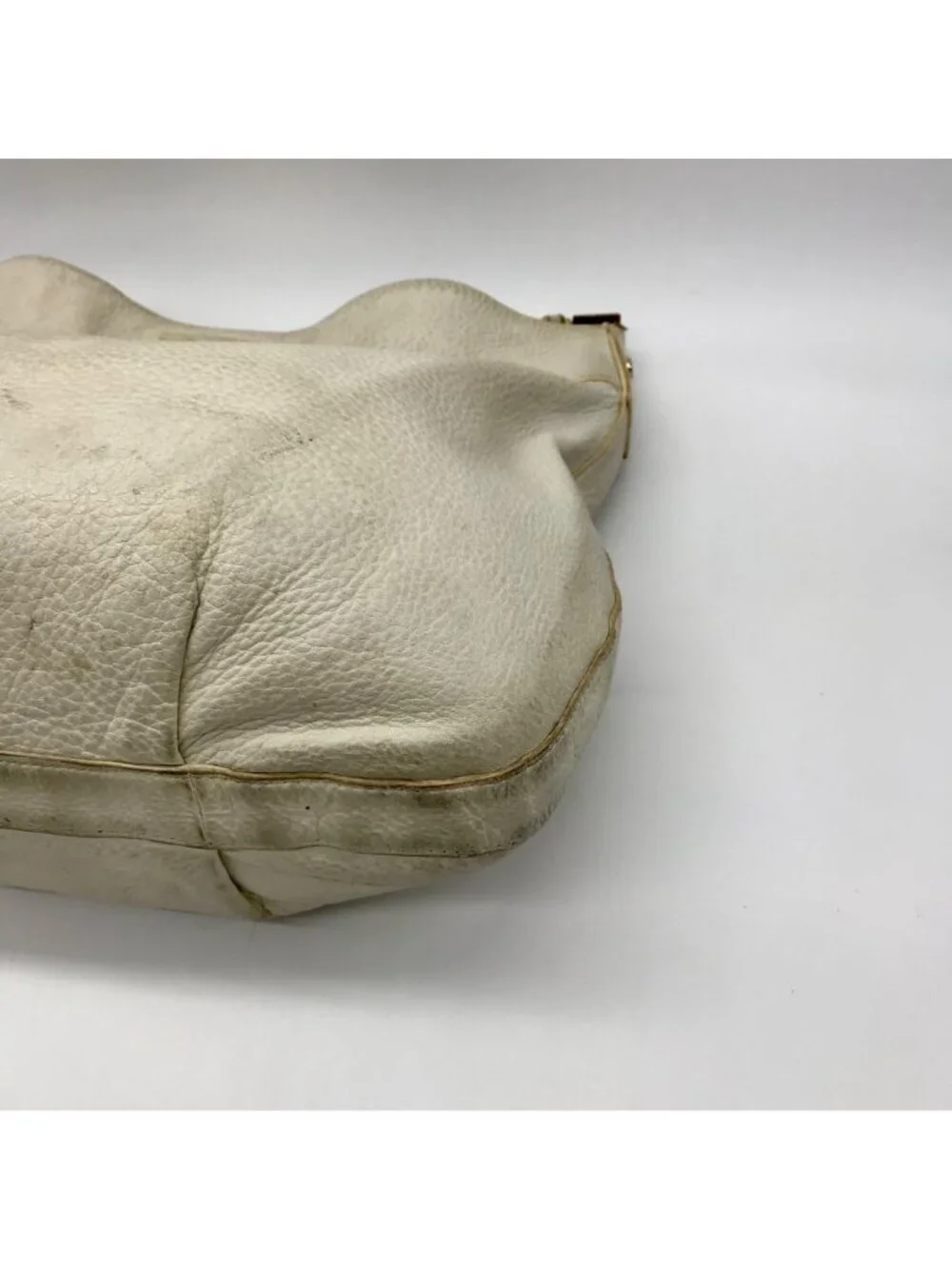 Tory Burch White Pebbled Leather Hobo Shoulder Bag